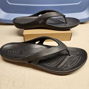Women's Crocs Kadee Black Flip Flops, Size 10